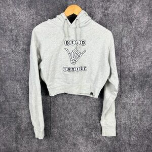 Light Gray Graphic Cropped Hoodie